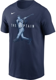 Derek Jeter New York Yankees Navy Blue Captain Illustration Short Sleeve Player T Shirt