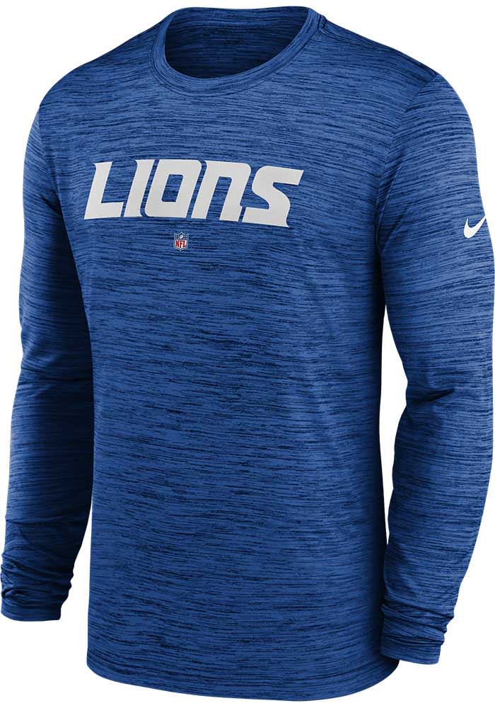 Men's Detroit Lions Nike Blue Sideline Team Velocity Performance Long  Sleeve T-Shirt