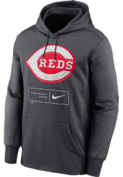 Nike Cincinnati Reds Mens Charcoal THERMA FLEECE Hood