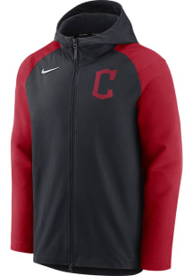 Nike Cleveland Guardians Mens Navy Blue PLAYER THERMA FULL ZIP JACKET Long Sleeve Zip