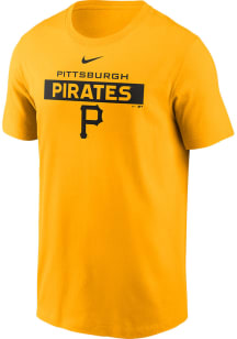 Nike Pittsburgh Pirates Gold TEAM ISSUE Short Sleeve T Shirt