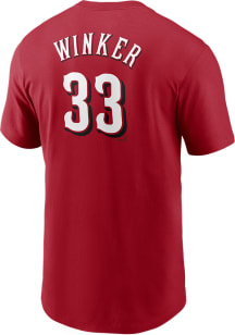 Jesse Winker Cincinnati Reds Red Name Number Short Sleeve Player T Shirt