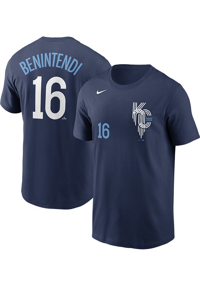 Andrew Benintendi Kansas City Royals Navy Blue City Connect Short Sleeve Player T Shirt