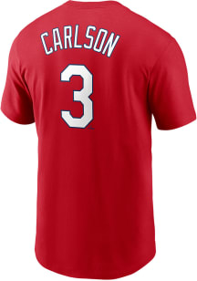 Dylan Carlson St Louis Cardinals Red Name Number Short Sleeve Player T Shirt