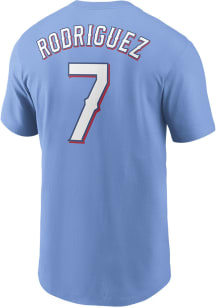 Ivan Rodriguez Texas Rangers Light Blue Name Number Short Sleeve Player T Shirt