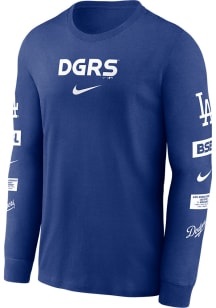Nike Los Angeles Dodgers Blue DOUBLE HEADER Long Sleeve Fashion T Shirt