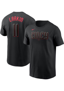 Barry Larkin Cincinnati Reds Black City Connect Short Sleeve Player T Shirt