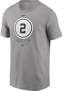 Derek Jeter New York Yankees Grey Retired Number Short Sleeve Player T Shirt