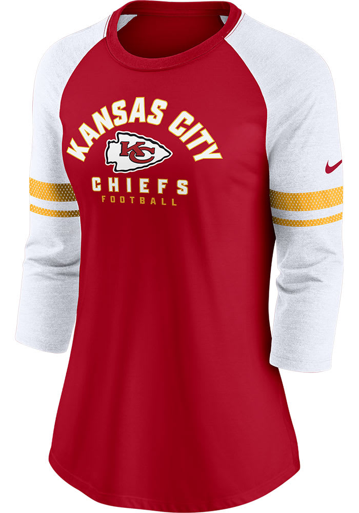 Kansas City Chiefs Nike Women's Fashion 3/4-Sleeve Raglan T-Shirt - Red