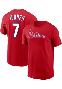 Trea Turner Philadelphia Phillies Red 2023 Home Short Sleeve Player T Shirt