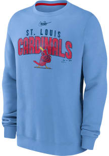 Nike St Louis Cardinals Mens Light Blue Rewind Club Long Sleeve Crew Sweatshirt