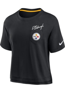 Nike Pittsburgh Steelers Womens Black Pocket Short Sleeve T-Shirt