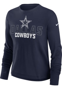 Nike Dallas Cowboys Womens Navy Blue Team Pride LS Tee