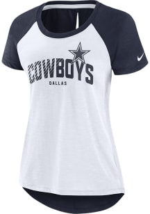 Nike Dallas Cowboys Womens White Fashion Short Sleeve T-Shirt