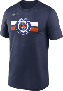 Nike Detroit Tigers Navy Blue Legend Retro Logo Stripe Short Sleeve T Shirt