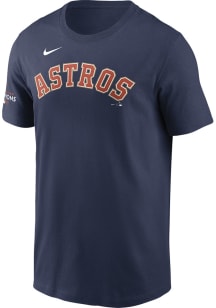 Nike Houston Astros Navy Blue Gold Wordmark Short Sleeve T Shirt