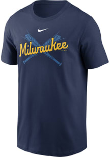Nike Milwaukee Brewers Navy Blue Local At Bat Short Sleeve T Shirt