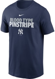 Nike New York Yankees Navy Blue Local Pinstripe Type Short Sleeve T Shirt
