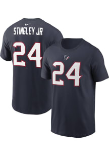 Derek Stingley Jr Houston Texans Navy Blue Name and Number Short Sleeve Player T Shirt