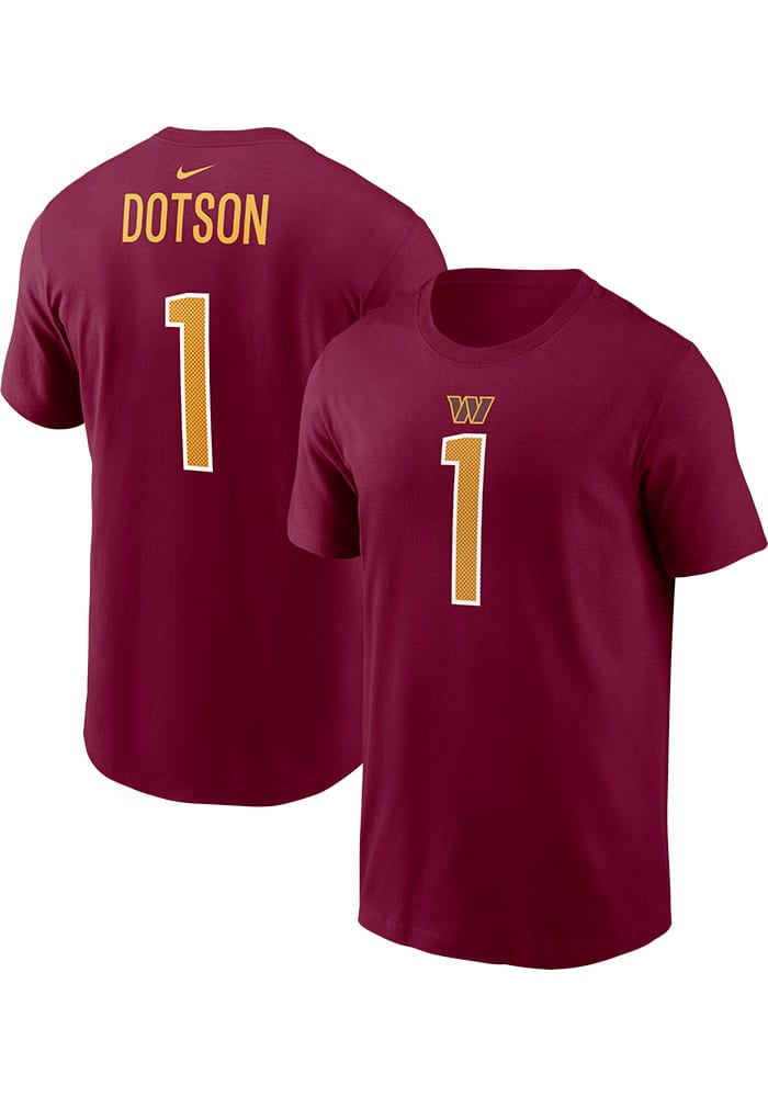 Jahan Dotson Washington Commanders Red Name and Number Short Sleeve Player T Shirt