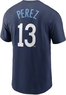 Salvador Perez Kansas City Royals Navy Blue City Connect Short Sleeve Player T Shirt