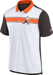 Nike Cleveland Browns Mens White REWIND PIQUE Short Sleeve Polo