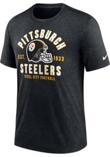Nike Pittsburgh Steelers Black BLITZ HELMET Short Sleeve Fashion T Shirt