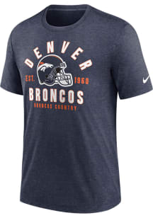 Nike Denver Broncos Navy Blue BLITZ HELMET Short Sleeve Fashion T Shirt