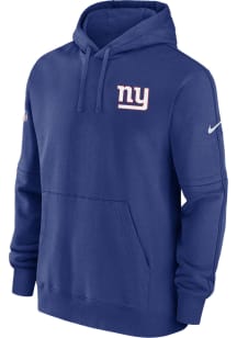 Nike New York Giants Mens Blue Sideline Club Fleece Long Sleeve Hoodie