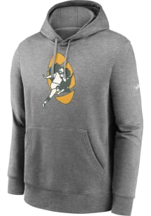 Nike Green Bay Packers Mens Grey REWIND CLUB Long Sleeve Hoodie