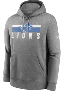 Nike Detroit Lions Mens Grey BLITZ CLUB Long Sleeve Hoodie