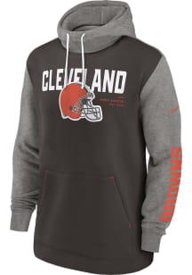 Nike Cleveland Browns Mens Brown COLOR BLOCK Long Sleeve Hoodie