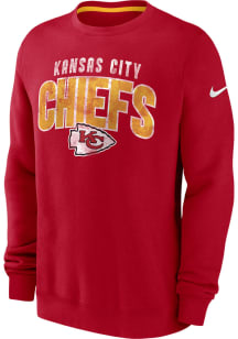 Nike Kansas City Chiefs Mens Red REWIND CLUB Long Sleeve Crew Sweatshirt