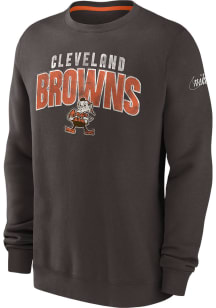Nike Cleveland Browns Mens Brown REWIND CLUB Long Sleeve Crew Sweatshirt