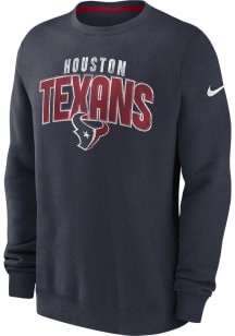 Nike Houston Texans Mens Navy Blue REWIND CLUB Long Sleeve Crew Sweatshirt