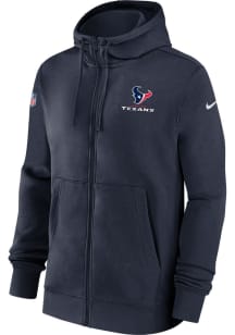 Nike Houston Texans Mens Navy Blue Sideline Club Fleece Long Sleeve Full Zip Jacket