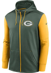 Nike Green Bay Packers Mens Green SIDELINE THERMA Long Sleeve Zip