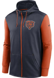 Nike Chicago Bears Mens Navy Blue SIDELINE THERMA Long Sleeve Zip