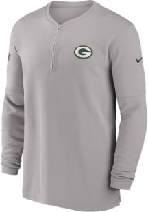 Nike Green Bay Packers Mens Grey Sideline Dri-Fit Long Sleeve 1/4 Zip Pullover