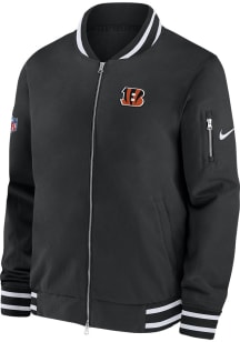 Nike Cincinnati Bengals Mens Black Sideline Coach Bomber Medium Weight Jacket