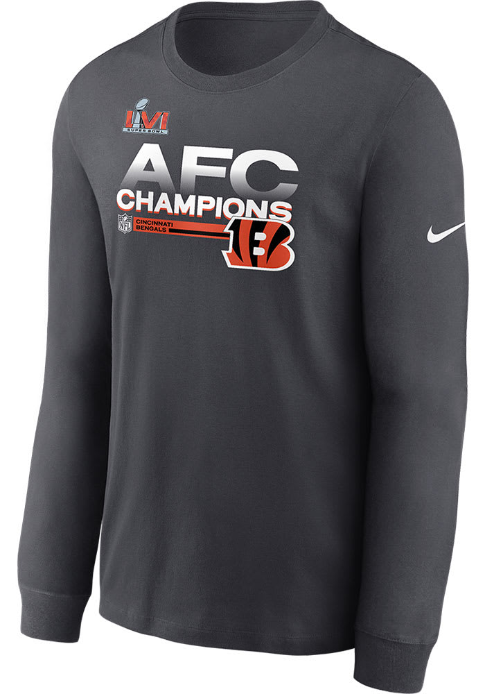 Nike Cincinnati Bengals Grey SBLVI TROPHY CONFERENCE CHAMPIONS Long Sleeve T Shirt