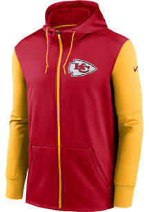Nike Kansas City Chiefs Mens Red SIDELINE THERMA Long Sleeve Zip