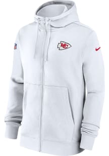 Nike Kansas City Chiefs Mens White Sideline Club Fleece Long Sleeve Full Zip Jacket