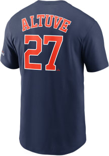 Jose Altuve Houston Astros Navy Blue 2022 World Series Champions Name and Number Short Sleeve Pl..