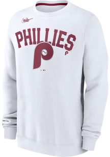 Nike Philadelphia Phillies Mens White Cooperstown Long Sleeve Crew Sweatshirt