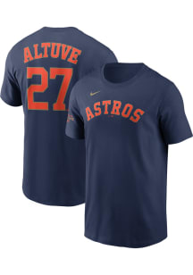 Jose Altuve Houston Astros Navy Blue Gold Logo NN Short Sleeve Player T Shirt