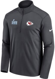 Nike Kansas City Chiefs Mens Grey 2022 Super Bowl Bound Long Sleeve 1/4 Zip Pullover