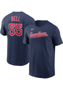 Josh Bell Cleveland Guardians Navy Blue Name and Number Short Sleeve Player T Shirt