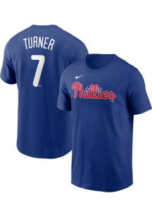 Trea Turner Philadelphia Phillies Blue Name and Number Short Sleeve Player T Shirt