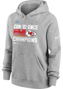 Nike Kansas City Chiefs Womens Grey 2022 Conference Champs Trophy Hooded Sweatshirt